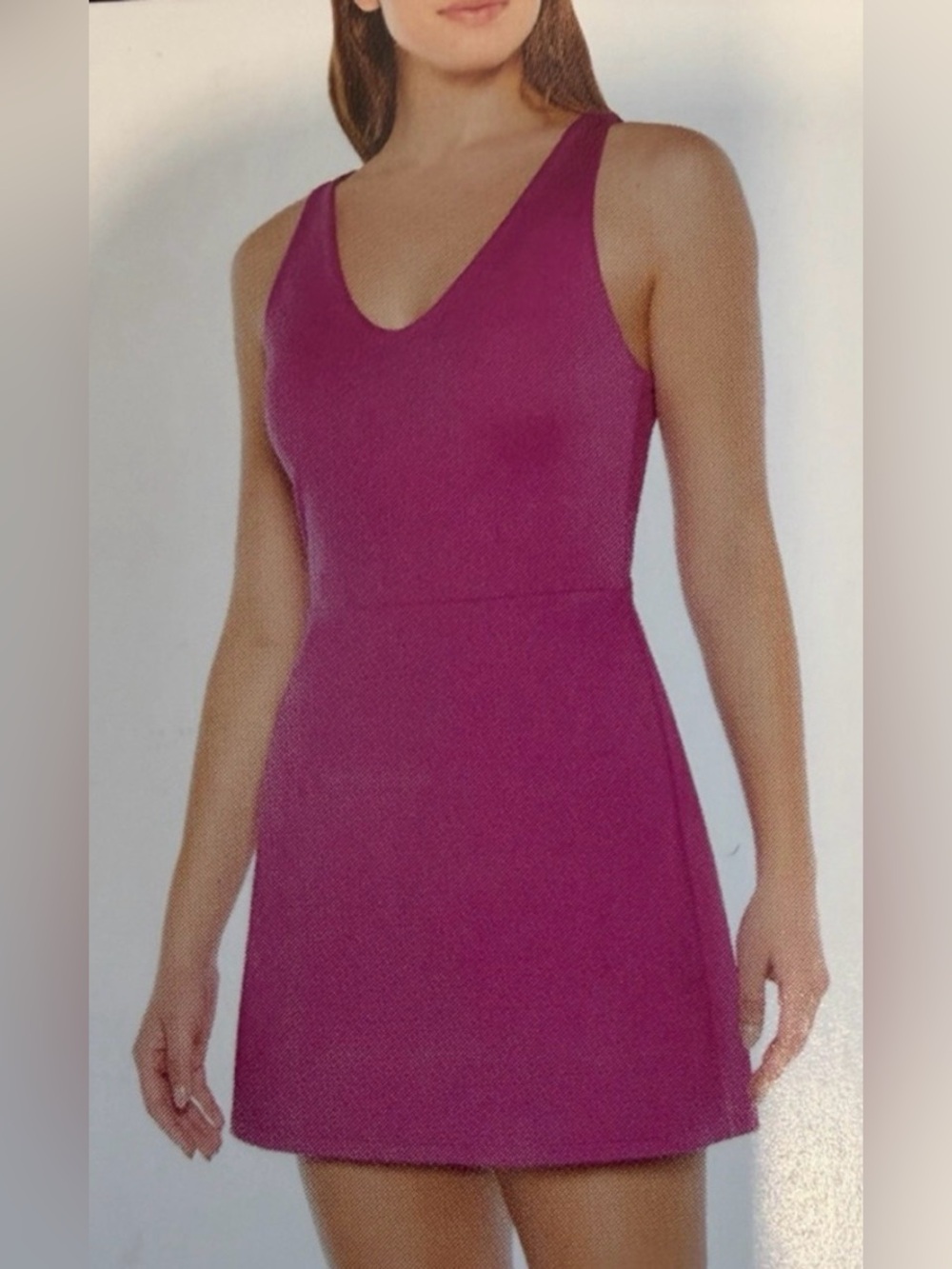 GapFit Women's Active Tank Dress, Square Neckline with Pocketed Inner Liner pink